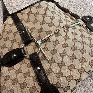 Gucci Monogram Beige and Dark Brown Shoulder Bag